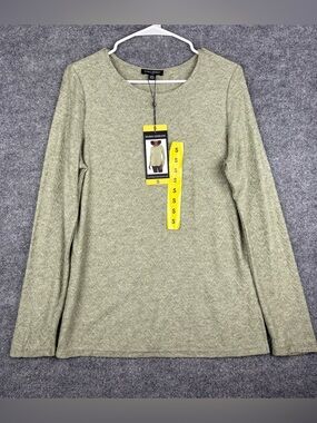 Mario Serrani Women's Textured Long Sleeve Top, Green, Size S New With Tags